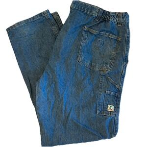 Y2K Wrangler Rugged Wear Pleated Front‎ Carpenter Jeans Medium Wash Men SZ 38x32